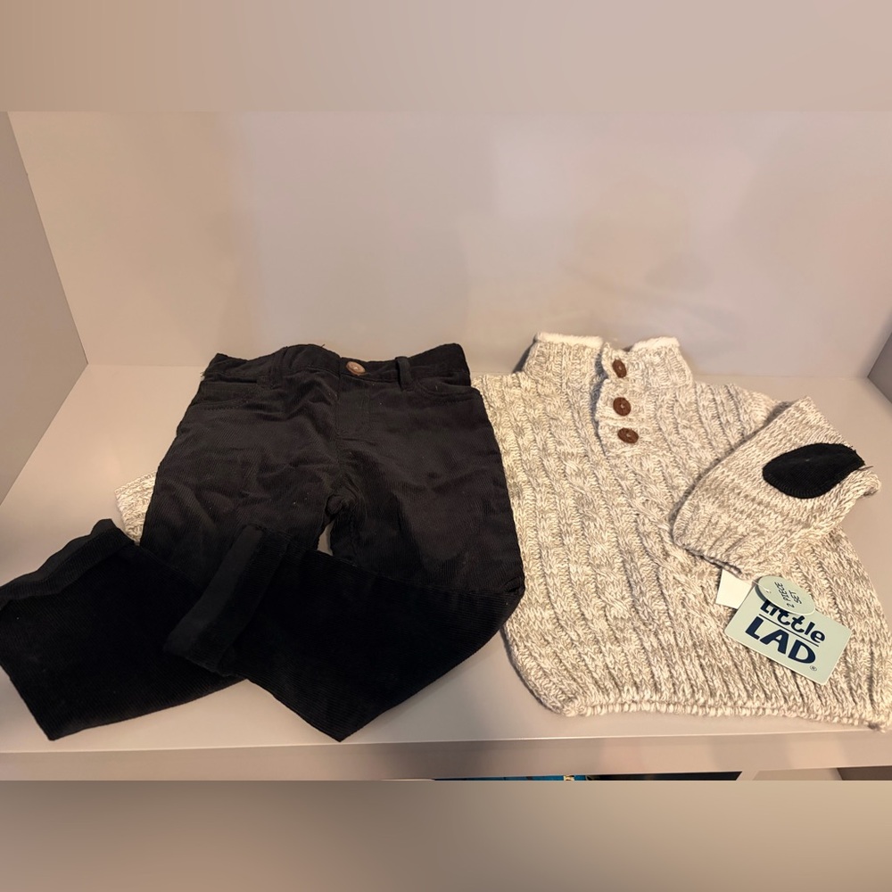 Little Lad Grey Knit Sweater and Pants Set 24mo